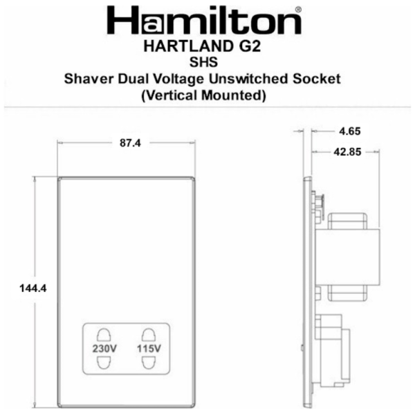 Hamln 7G24SHSB Shaver Socket Blk/Trim - Image 3
